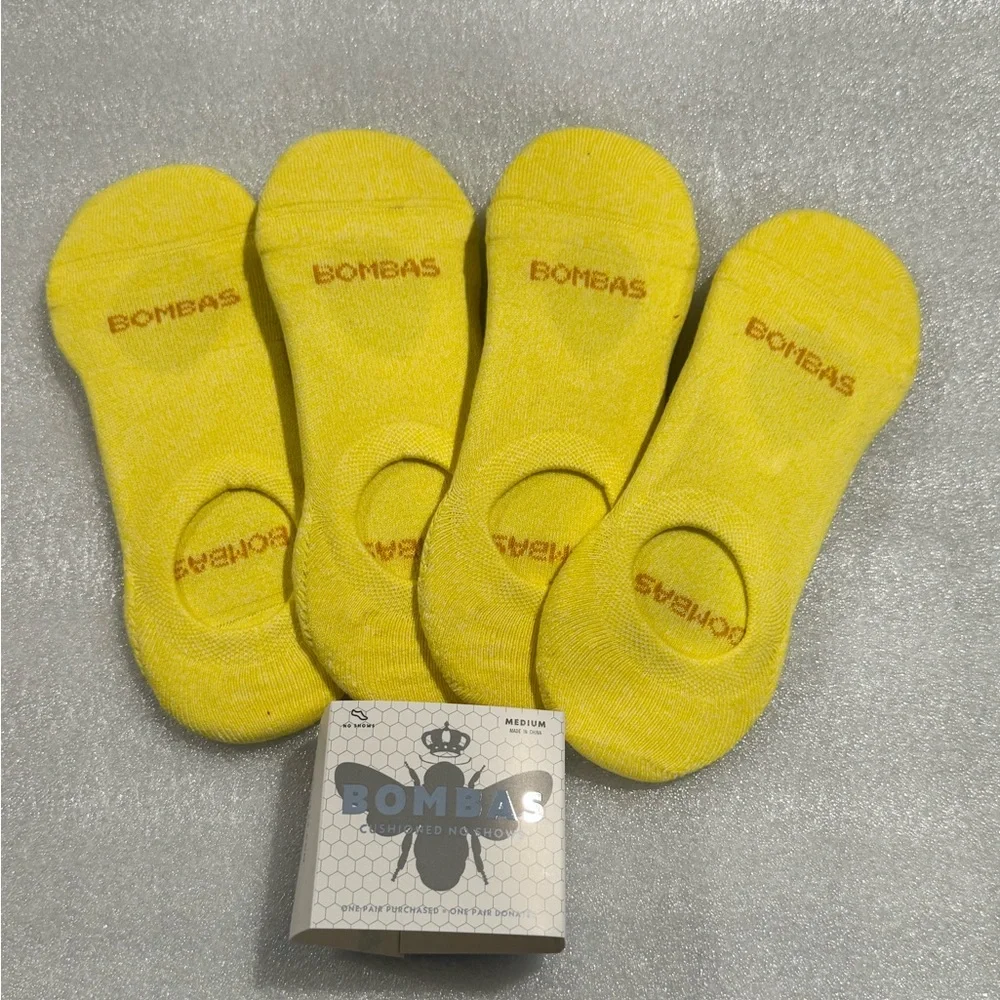 Bombas Bright Yellow No-Show Socks Medium 4 Ct Lot